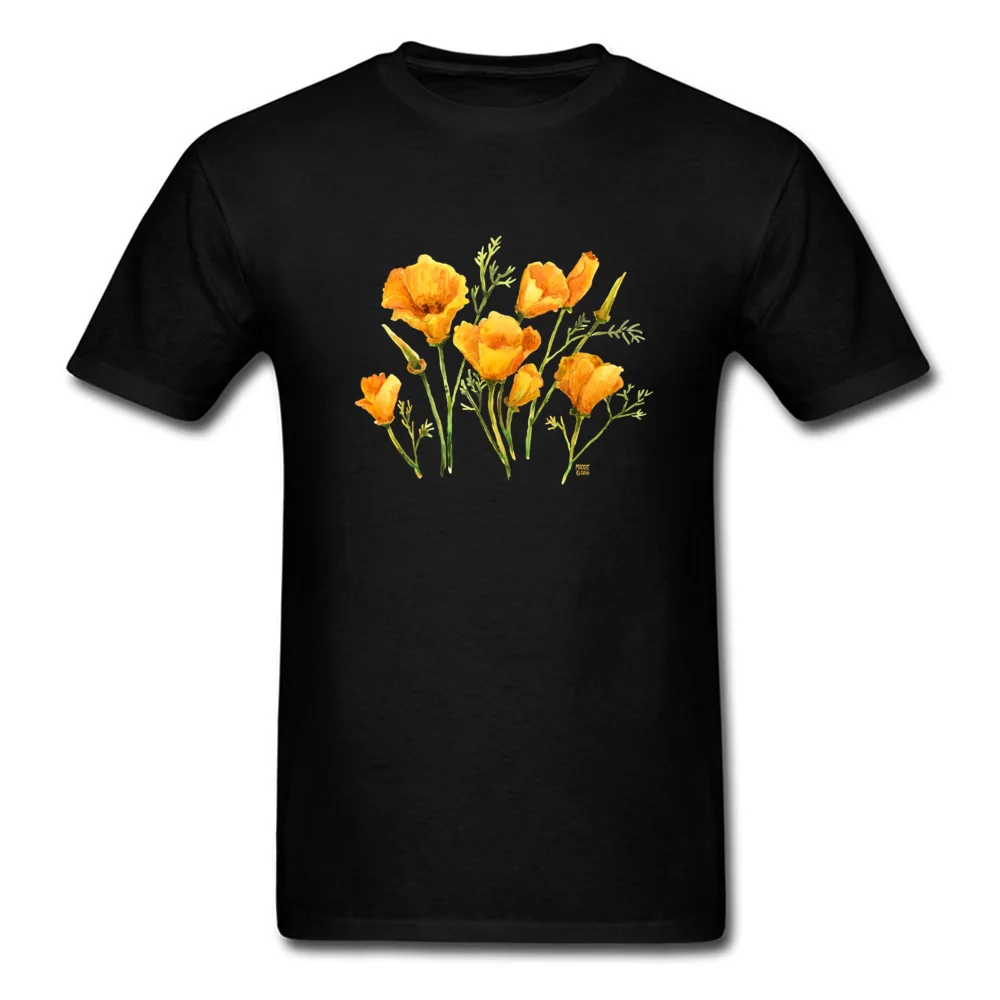 Watercolor Flower T shirt Woman Tshirt Men T Shirt California Poppies Printed Cotton Clothes 