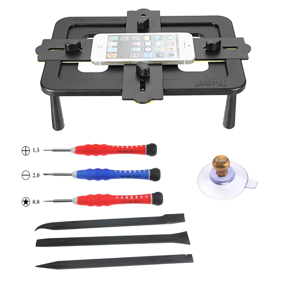 

kaisi Universal Plastic phone LCD OCA Laminate Fixed mold Replace LCD UV Glue Mold Glass Holderwith open tool for iPhone Samsung