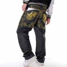 New Fashion Hip Hop Men Jeans Gold Embroidery Loose Baggy Style Male Jeans Trousers Boy Men Denim Pants Plus Size New Fashion Hip Hop Men Jeans Gold Embroidery Loose Baggy Style Male Jeans Trousers Boy Men Denim Pants Plus Size