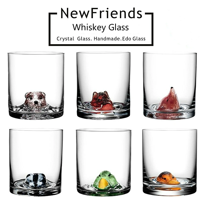 

New Friends Series Cute 3D Pets Animal Head Crystal Whiskey Glass Whisky XO Chivas Wine Glasses Brandy Snifters Vasos De Cristal
