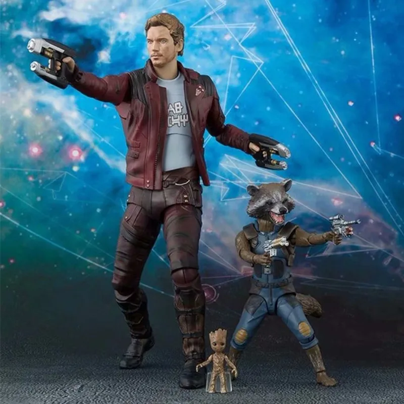 

SHFiguarts SHF Guardians of the Galaxy Marvel Avengers Star-Lord Rocket Raccoon & Baby Tree Action Figures Toys PVC Anime Model