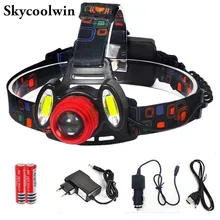 Skycoolwin XML-T6+ COB светодиодный головной светильник 4 режима перезаряжаемый COB налобный фонарь велосипедный светильник водонепроницаемый Светодиодный фонарь для кемпинга прожектор
