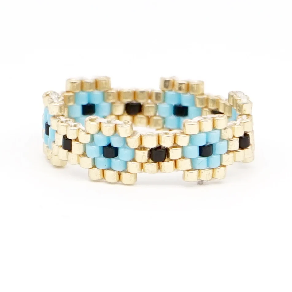 

Go2boho MIYUKI Ring Turkish Evil Eye Rings Women Boho Ethnic Anillos Mujer Bohemia Handmade Jewelry Rainbow Delica Anillo Gift