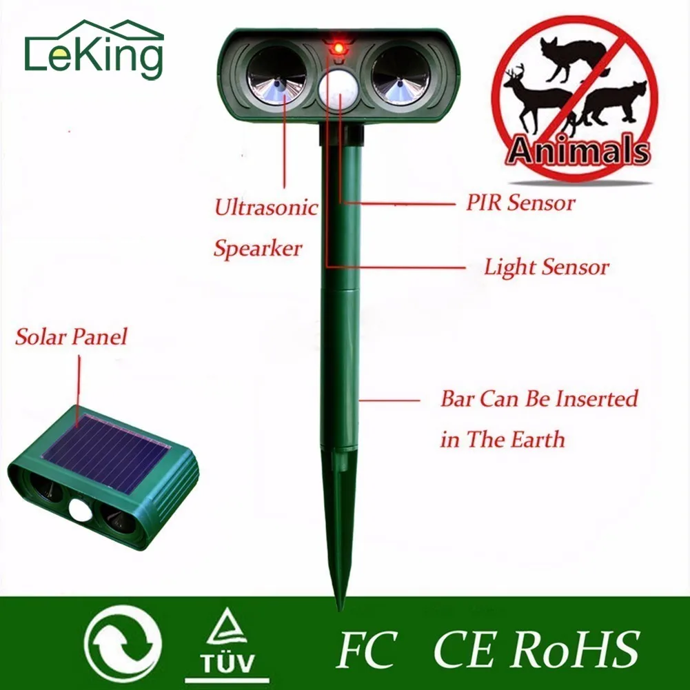 

Solar Powerful Animal Repeller Solar Power Cat Dog Repeller Outdoor Garden Infrared Sensor Animal Scarer Green Garden Supplies