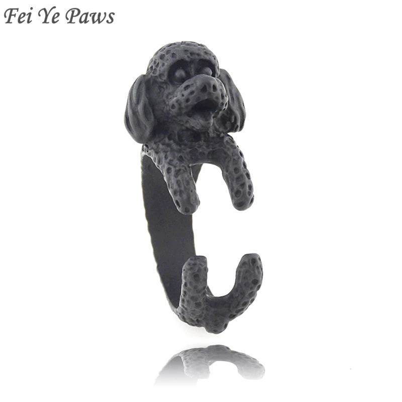 

Fei Ye Paws Punk Black Bichon Dog Wrap Ring For Women Cute Animal Poodle Pet Ring Midi Finger Couple Rings Men Girls Unique Gift
