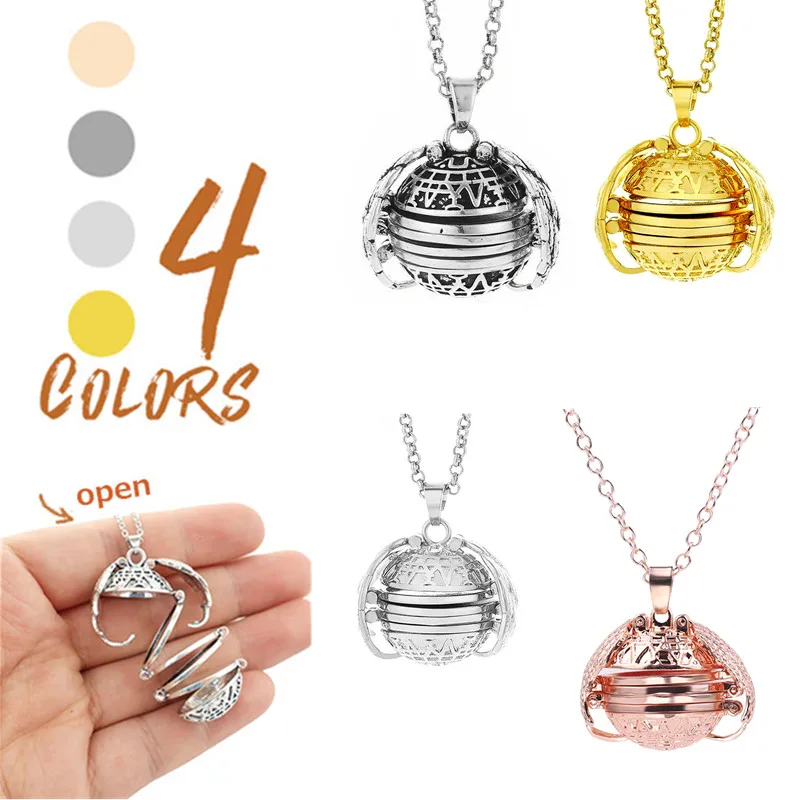 

Magic 4 Photos Pendant Memory Floating Locket Necklace Lucky Angel Wings Album Box Necklaces for Long Chain Necklace Lover Gifts