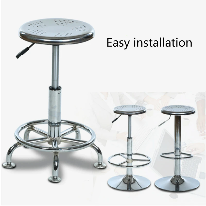 Stainless Steel Bar Chair with Footrest Lifted Haircut and Makeup Stool Meeting Seat Simple Rotated Slidable Factory Staff Stool Stainless Steel Bar Chair with Footrest Lifted Haircut and Makeup Stool Meeting Seat Simple Rotated Slidable Factory Staff Stool