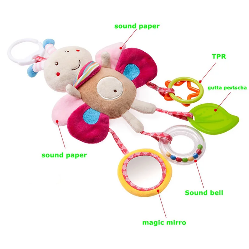 Детские игрушки, плюшевая коляска-погремушка, игрушка Kawaii, Мультяшные животные, подвесной колокольчик, погремушка, мягкие игрушки для новорожденных, обучающая игрушка, подарок
