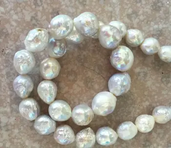 

free shipping elegant 12-13mm high quality baroque white pearl necklace 18inch
