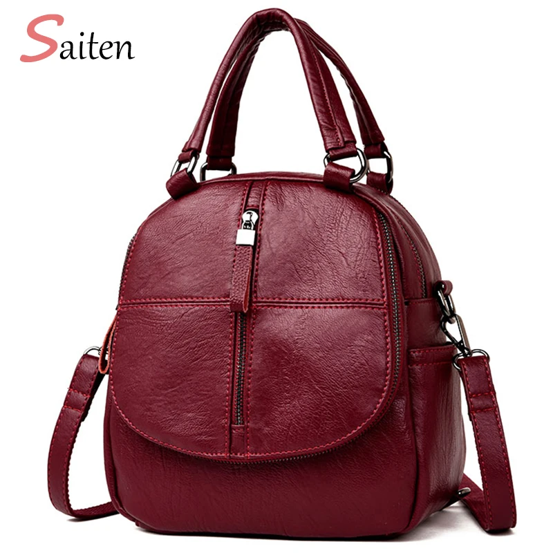 Saiten Women Backpack Female High Quality School Bags Backpacks for Teenage Girls Fashion Zipper Bag Fashion PU Leather Backpack Saiten Women Backpack Female High Quality School Bags Backpacks for Teenage Girls Fashion Zipper Bag Fashion PU Leather Backpack