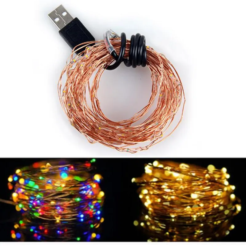 1/5/10 м 10 100 светодиодов с разъемом USB светодиодная гирлянда s из медного провода