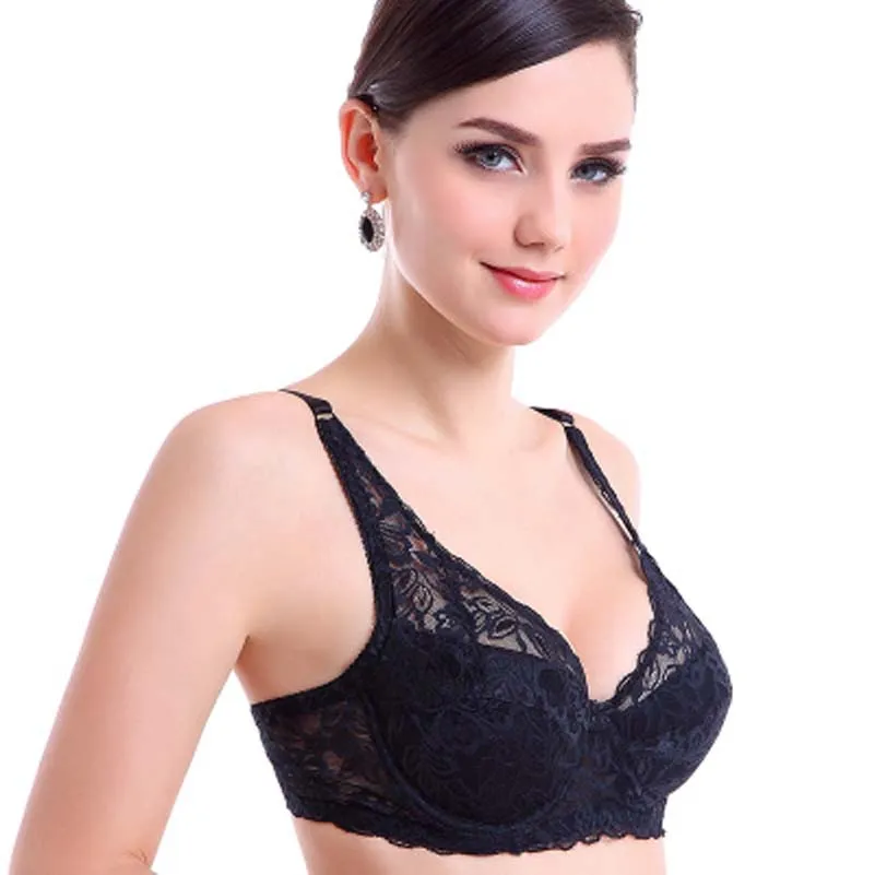 

Fashion sexy bra 32 34 36 38 40 B C Big Cup French Lace Bra spring summer Thin cotton Cup Underwear Sexy Lingerie push up bra