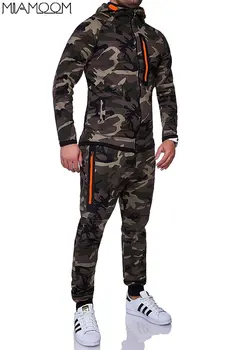 

Men's Hooded Camouflage Print Casual Slim Zipper Decorative Sport Suit