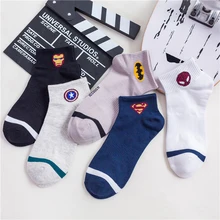 Новинка, короткие носки с героями Marvel, мужские короткие хлопковые носки в стиле Харадзюку мужские носки с героями мультфильмов «Капитан Америка»