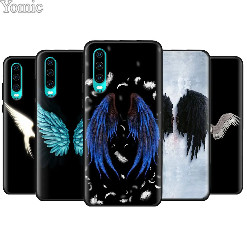 

angel wings Black Soft Case for Huawei P20 P30 Pro P9 P10 P20 P30 Lite P Smart Plus Mate 10 20 Lite Case Cover