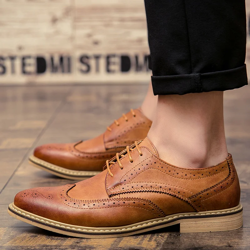 

HEINRICH Men Shoes Luxury Brand Mens Brogues Oxford Comfortable Mens Flats Shoes British Style Men Shoes Leather Herren Schuhe