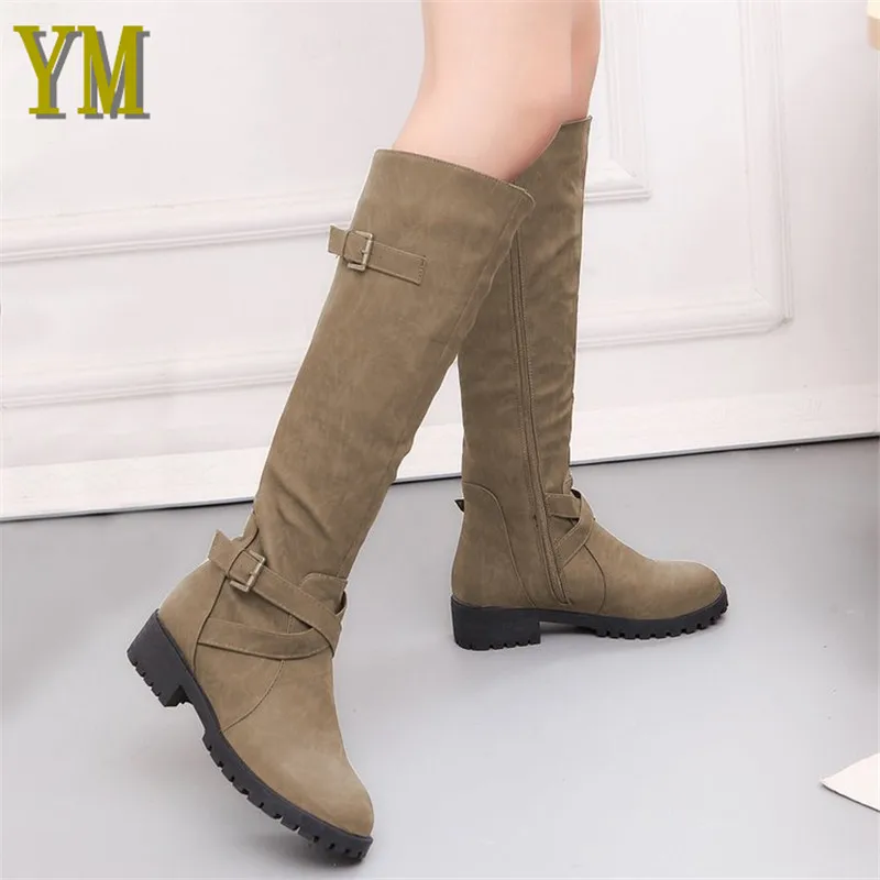 

Plus 43 Hot Sell Women Casual Warm Snow Boots Flat Riding Equestrian Shoes Winter Warm Women Mid Calf Boots Zapatos Muje 4Colour