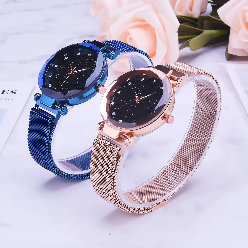 

2019 New hot Milan with Women's Watch Blast Korean Fashion Simple Magnet Clock Lazy Star Watch Woman