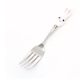 Rabbit fork Детская Ложка для кормления, вилка, нож из нержавеющей стали, детская ложка Flatware 2564, детская посуда с рисунком, ложка из нержавеющей стали для мальчиков и девочек - Цвет: Rabbit fork