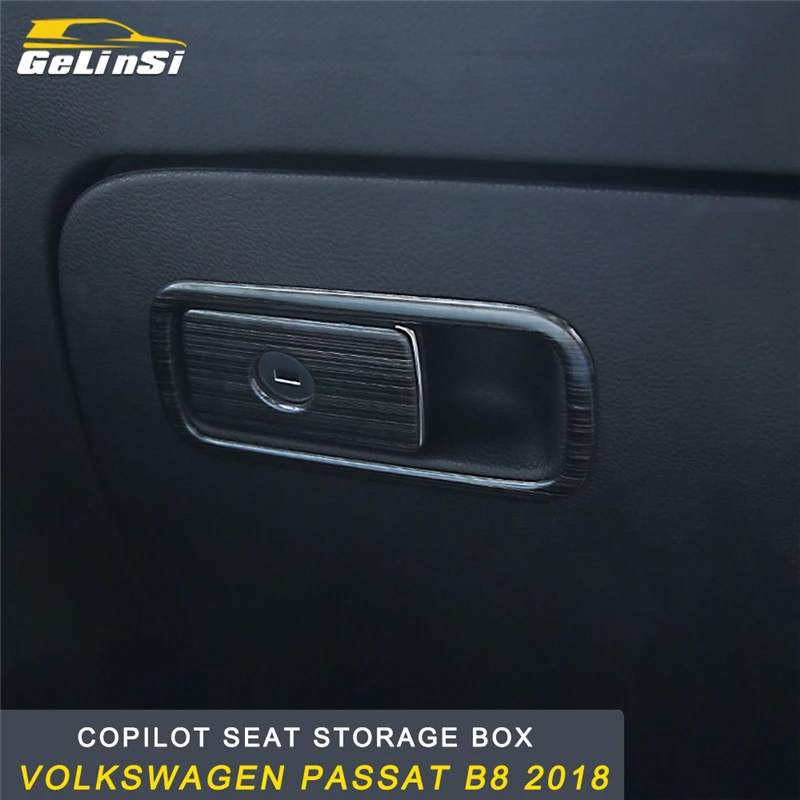 

GELINSI Copilot Seat Storage Box Cover Trim Frame Sticker Interior Accessories For Volkswagen Passat B8 2018 Car Styling