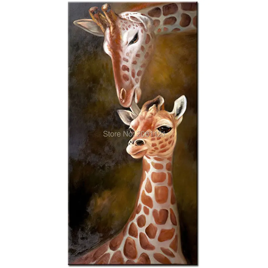 high quality loving animal canvas oil painting giraffe wall pictures