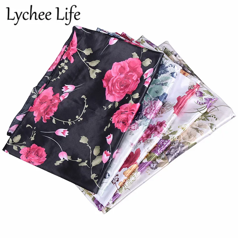Lychee Life хит цвет ткань с цветочным принтом в китайском стиле 150 см атласная Печать