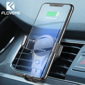 FLOVEME Qi Car Wireless Charger For iPhone XS Samsung S9 Car Phone Charger Fast Wirless Charging USB Wireless Car Charger Holder