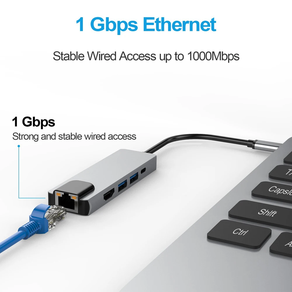 Концентратор USB Type C Thunderbolt 3 адаптер с 4K HDMI RJ45 Gigabit Ethernet USB 3,0 порты USB C сетевой адаптер для MacBook Pro