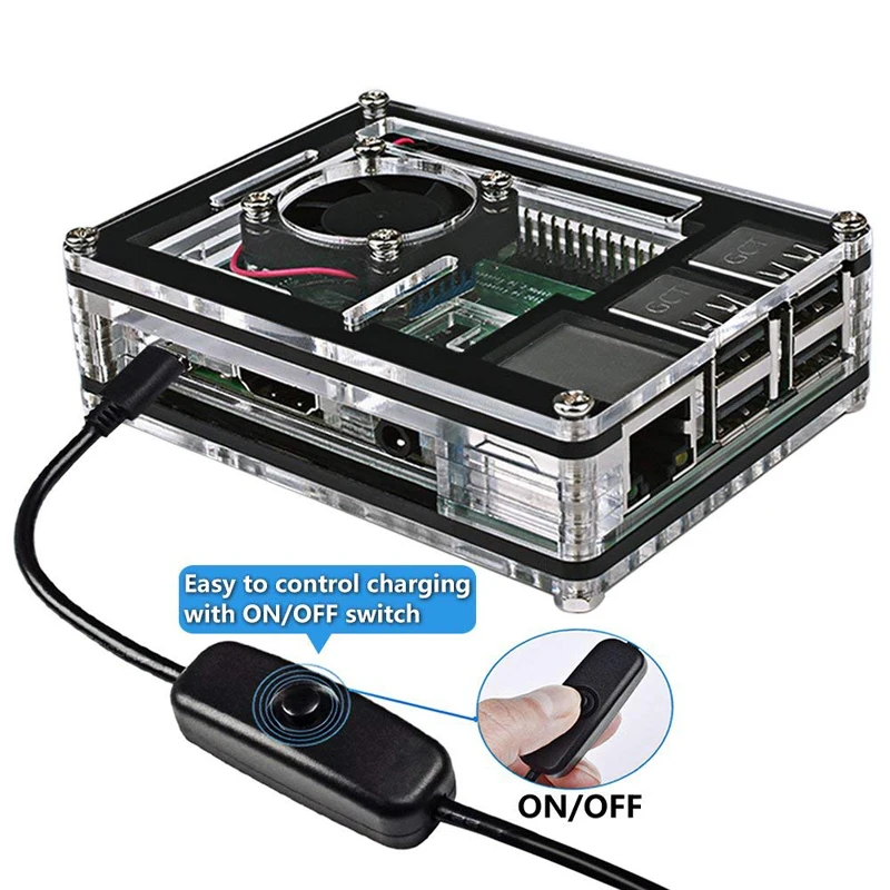 Новый чехол для Raspberry Pi 4 9 слоев акриловая коробка с охлаждающим вентилятором 3
