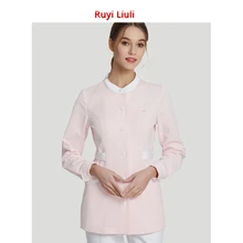 Pink l-розовая одежда для медсестры с коротким рукавом, Женская рабочая одежда для салона красоты, модный раздельный костюм, брюки для медсестер, летние штаны