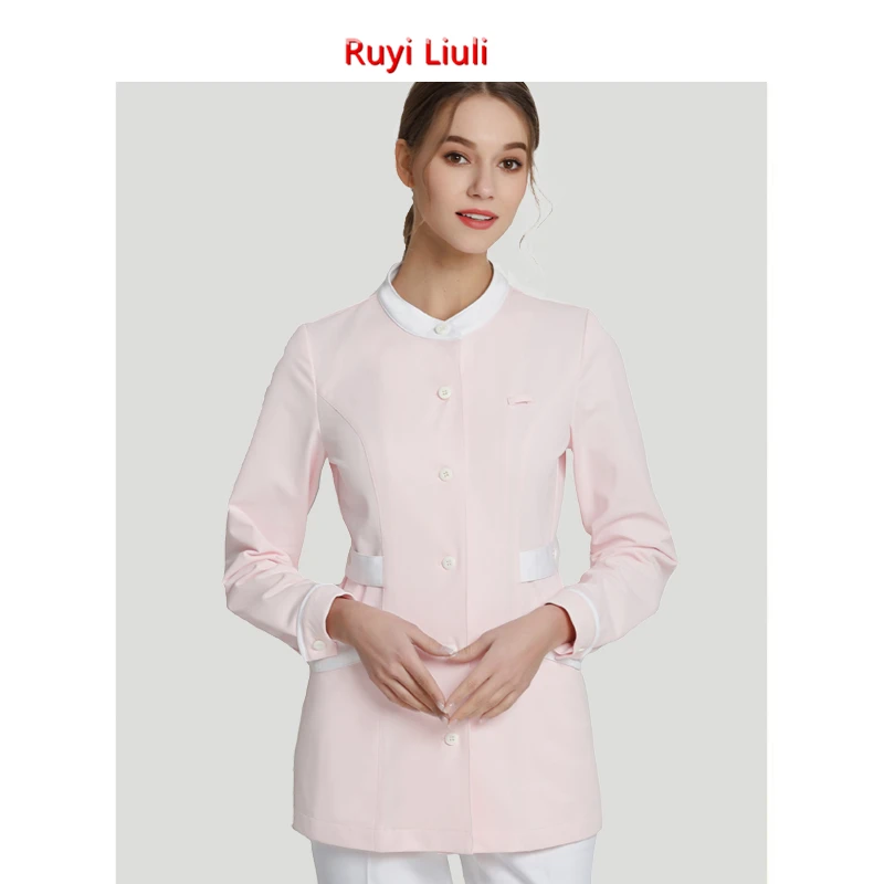 Ruyi L-Pink nurse wear с коротким рукавом женская салон красоты Рабочая одежда модный раздельный костюм брюки для медсестер летние брюки