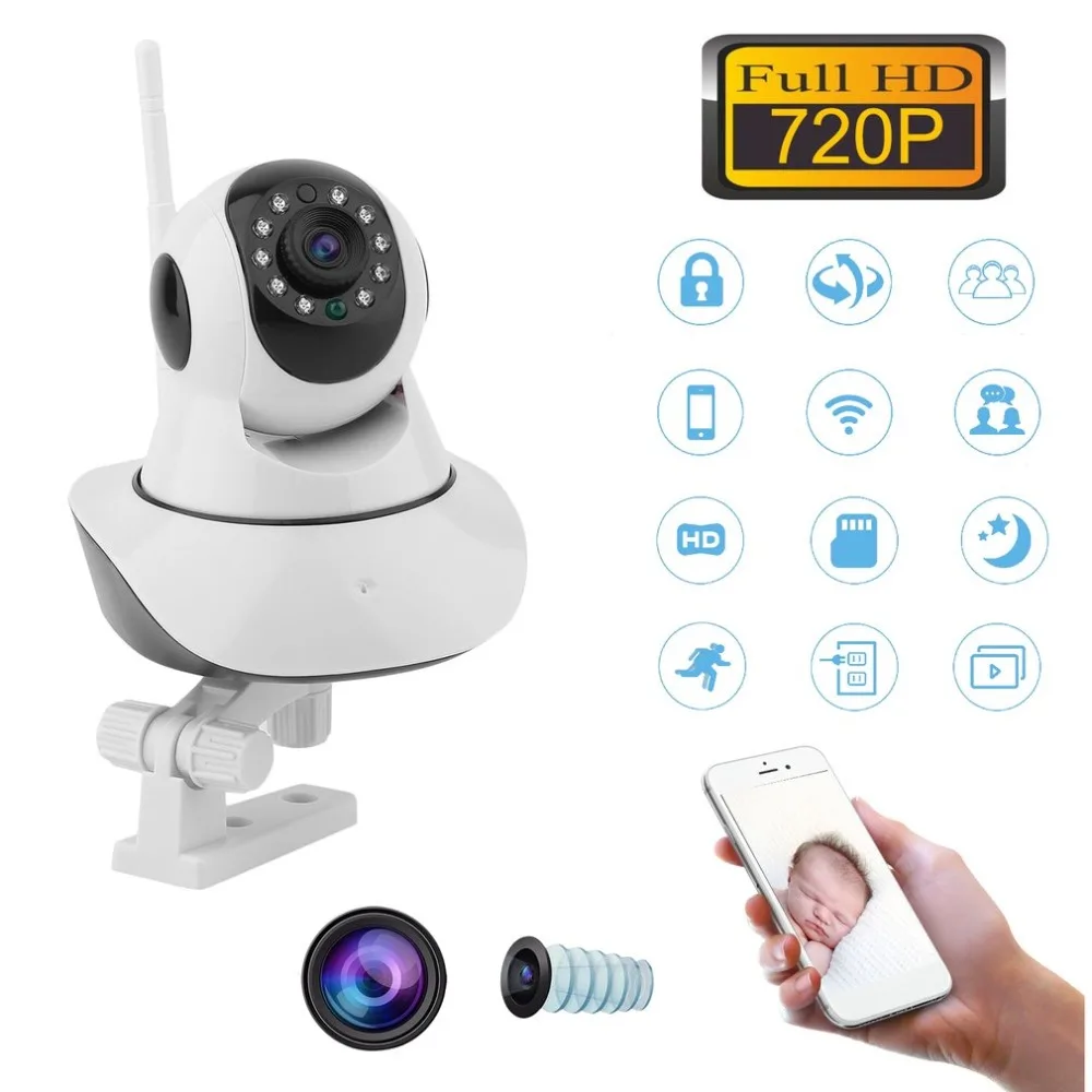 

Wireless 720P UHD WIFI Head Rotation IP Camera WLAN Night Vision Webcam Baby Monitor Home Security Surveillance System EU Plug