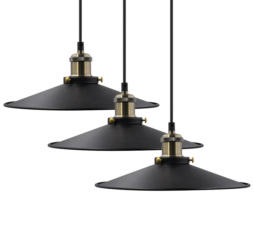 

E27 Metal Retro Kitchen Island Drop Pendant Hanging Light Suspended Pendant Shade Lamps Max 2Meters Height Adjustable 3 Lamp