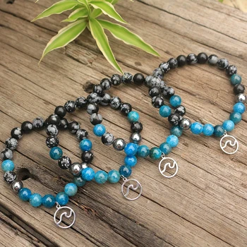 

8mm Natural Stone Beads,Prayer Bracelet,Snowflake Obsidian,Apatite,Terahertz,JapaMala,Spiritual Jewelry,Meditation,Inspirational