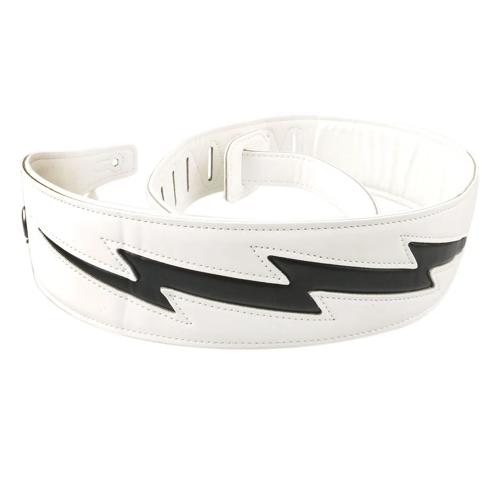 De cuero genuino acolchado ajustable correa de Guitarra negro o blanco fresco rayo correa para Guitarra acústica Bass Guitarra