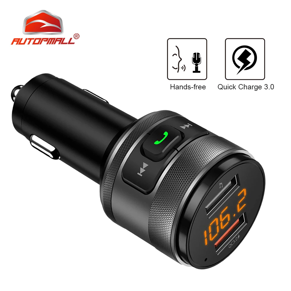 

Quick charge 3.0 Car Bluetooth FM Transmitter Dual USB Ports Car Charger FM Modulator MP3 Player Car Lighter Hand-free Car Kit
