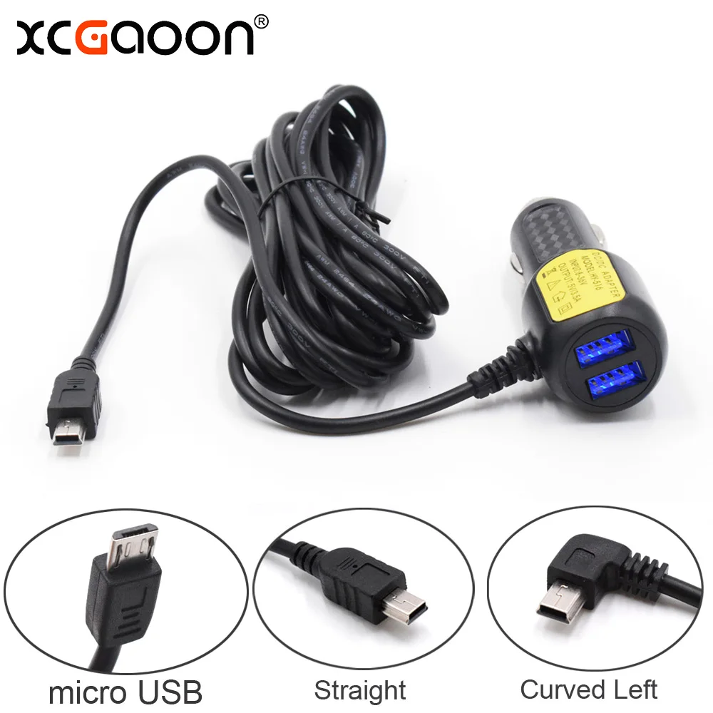 XCGaoon 3.5meter 5V 3.5A mini USB Car Charger with 2 USB Port for Car DVR Camera GPS Video Recorder Mobile, input DC 8V - 36V XCGaoon 3.5meter 5V 3.5A mini USB Car Charger with 2 USB Port for Car DVR Camera GPS Video Recorder Mobile, input DC 8V - 36V