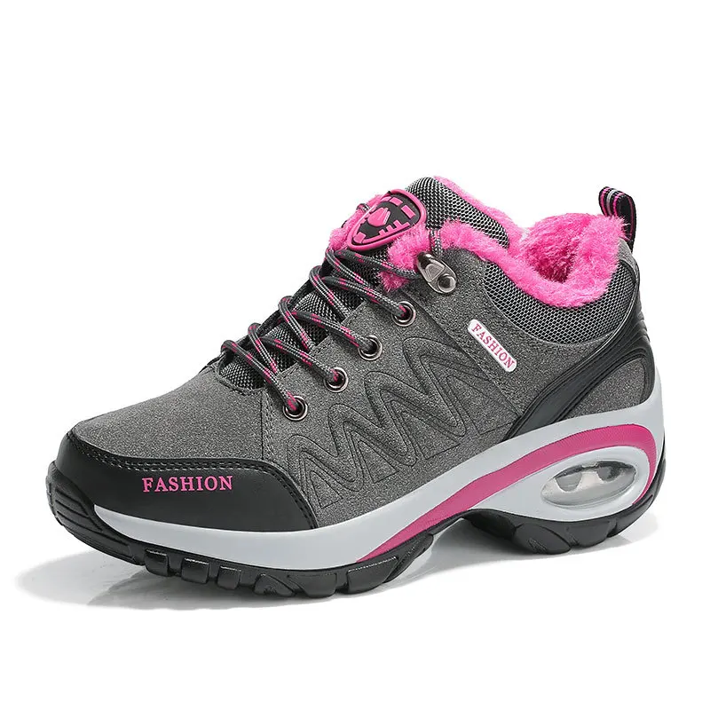 

Fall and Winter Fleece Sports Shoes for Women Lightweight Increasing Fitness Shoes for Mothers