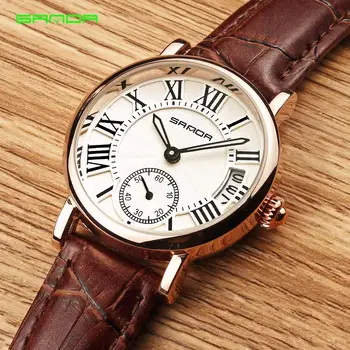 

2018 Watch Women Clock Female Dress Watch SANDA Brand Women's Casual Leather Calendar Watch Analog Ladies Wrist Watch Gifts