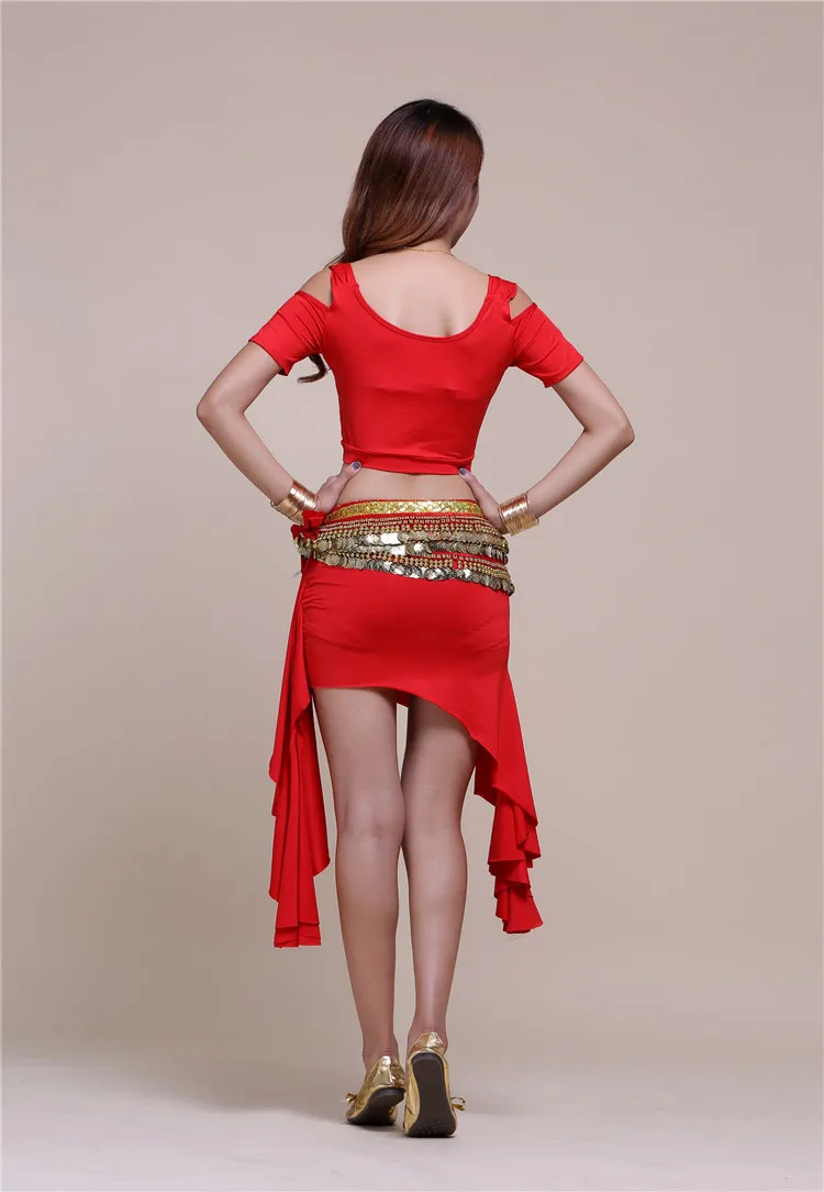 Костюм для танца живота практическая одежда сценическая одежда для взрослых Восточный Болливуд индийский Топ Юбка Пояс тренировочная одежда 8 цветов
