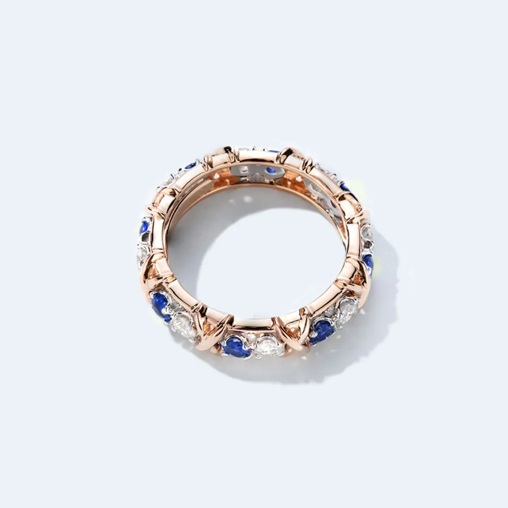 1 6 CTW карат Лаборатория Grown DF Moissanite Sapphire Ruby Eternity Band Solid 14K желтое золото Обручальное