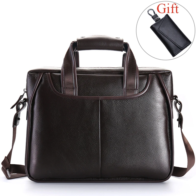 

100% Genuine Leather Men's Briefcase Large Capacity Men Handbags Business Men Shoulder Messenger Bag Natural Cowskin Laptop Bag