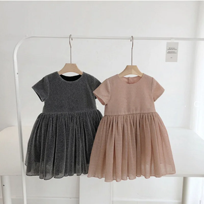

Girls Dresses in Kids Summer 2019 Children Clothes Princess Mesh Short Sleeve Cute Soft For Party And Wedding Birthday 1-5 years