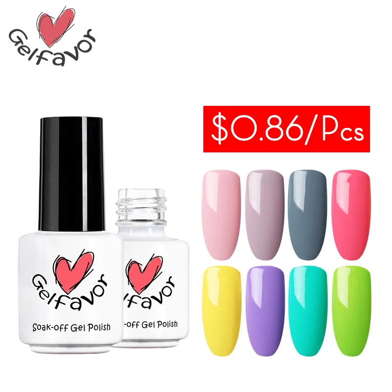 

Gelfavor $0.86/Pcs Gel Nail Polish Set Multi-color Semi Permanent Soak Off Primer White Black Stamping Base&Top For Nail Art