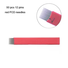 50 ШТ. PCD 12 Pin Перманентный Макияж Бровей Татуировки Лезвие Microblading Иглы Для 3D Вышивка Ручной Татуировки Ручка Машина