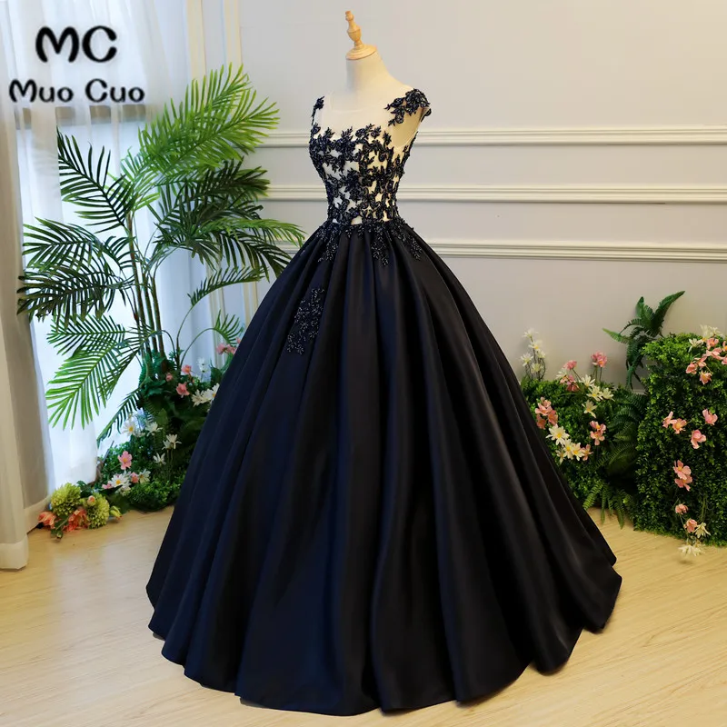 Black Quinceanera Dress Satin With Lace Vestido De Quinceanera 2018 Elegant 15 Years Dress Sweet 16 Dresses (4)