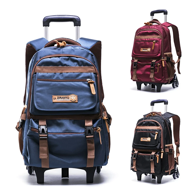 

Grades 4-9 Kids Trolley Schoolbag boys girls Backpack waterproof Removable Children School Bags With 2/6 Wheels Stairs Book Bag