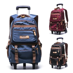 Grades 4-9 Kids Trolley Schoolbag  boys girls Backpack waterproof Removable Children School Bags With 2/6 Wheels Stairs Book Bag