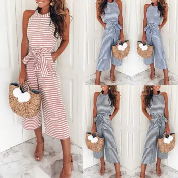 

2018 New Women Jumpsuit Romper Harem Spaghetti Strap Sleeveless Playsuit Loose Trousers
