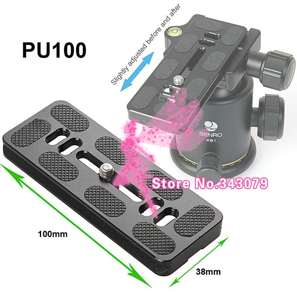 10PCSNew 38mm X 100mm PU-100 Quick Release Plate 100cm with 1/4&quot Screw for Benro B0 B1 B2 J1 N1 Arca Swiss Tripod Ballhead PU100 |